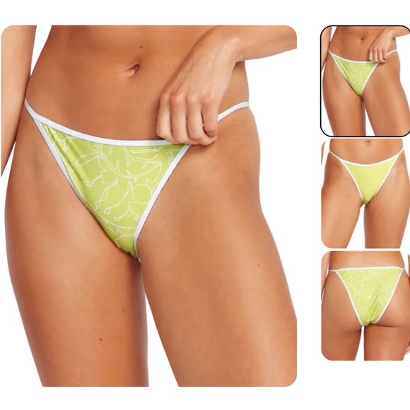 New Volcom Reversible Bikini Bottom Tropicoco Skimpy Citron Yellow Green Neon - Picture 1 of 8